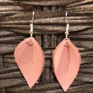 Pink leather earrings